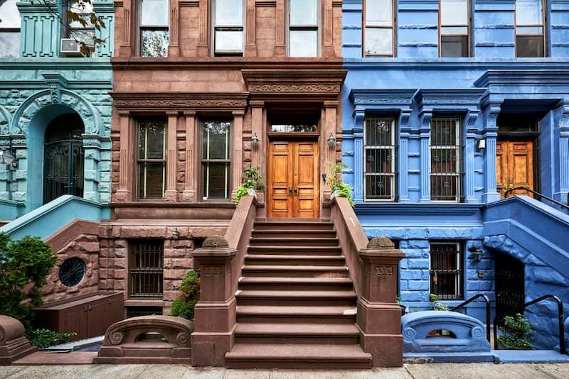 Elegant brownstone in a historic New York neighborhood.