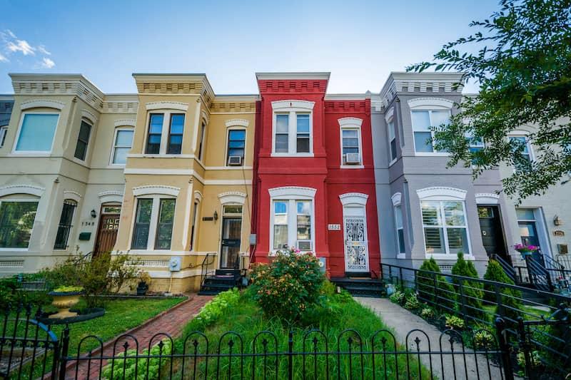 Historic row houses in a prestigious Washington D.C. neighborhood.