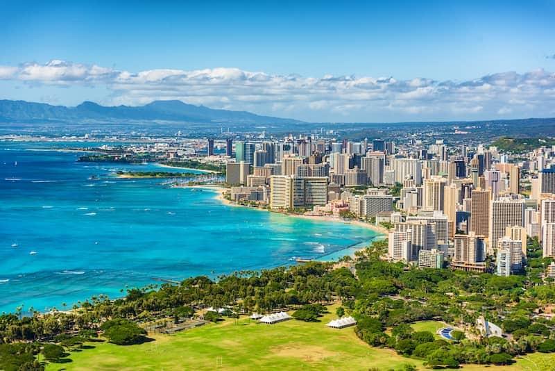 Luxury beachfront resort in Honolulu, Hawaii.